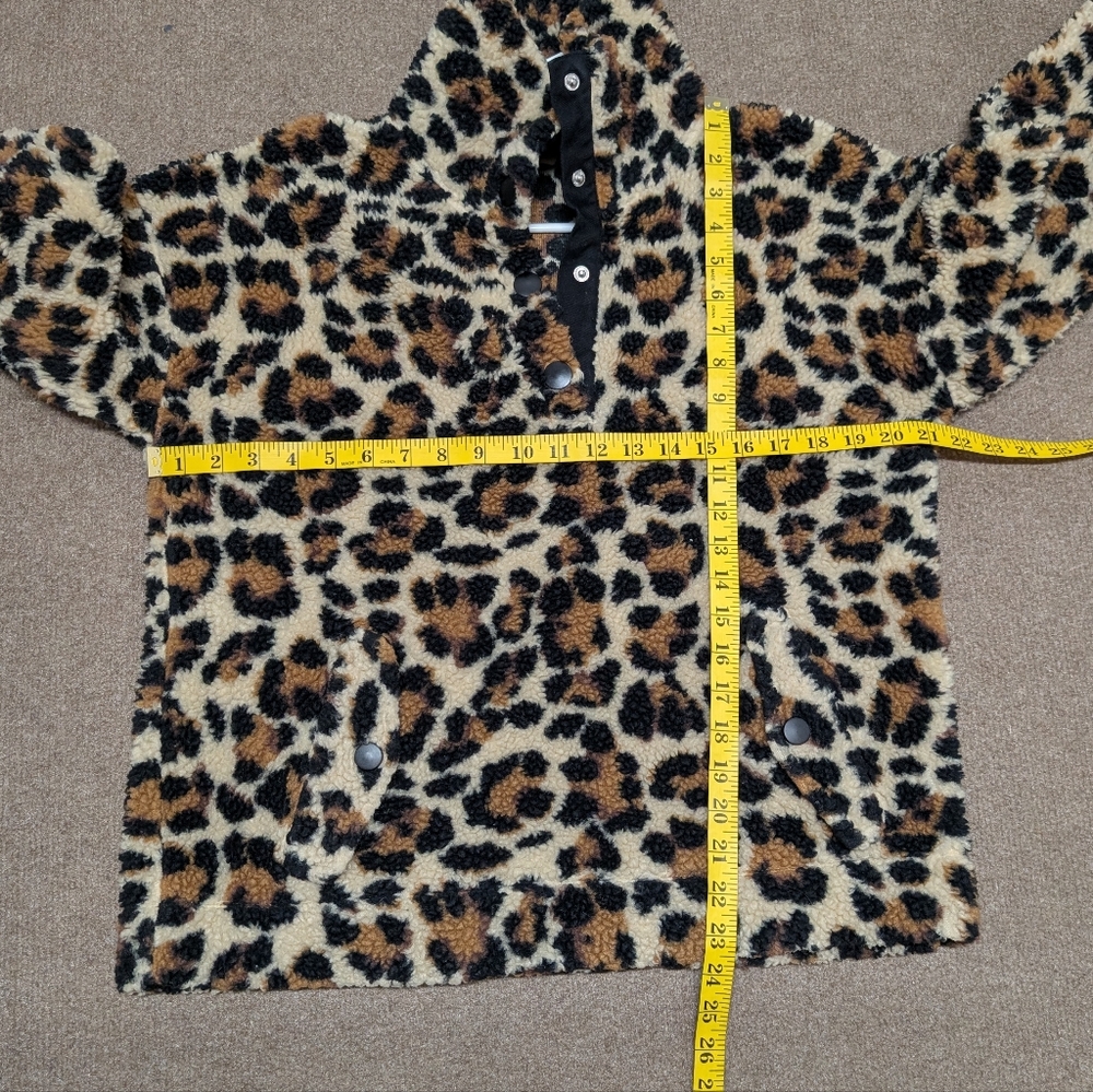 J. Crew Vintage Fleece Leopard Print Women's Snap Collar Jacket Small - Picture 8 of 8